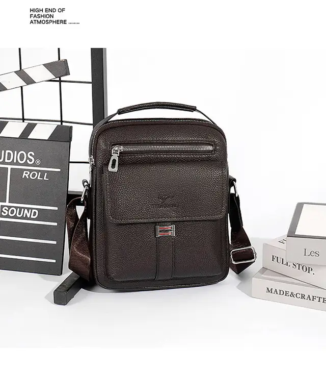 Men's Waterproof Crossbody Bag Pebbled Leather One-Piece — feature 12
