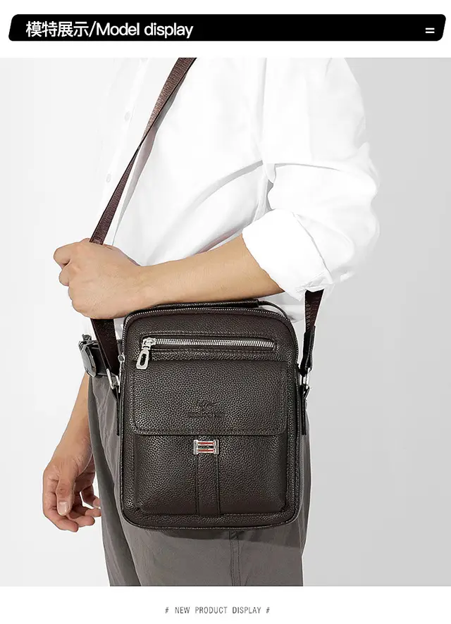 Men's Waterproof Crossbody Bag Pebbled Leather One-Piece — feature 13