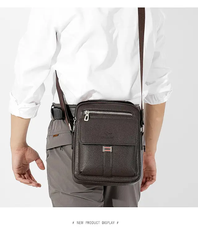 Men's Waterproof Crossbody Bag Pebbled Leather One-Piece — feature 14