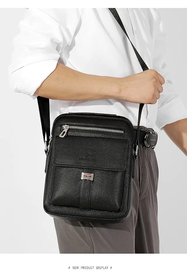 Men's Waterproof Crossbody Bag Pebbled Leather One-Piece — feature 17