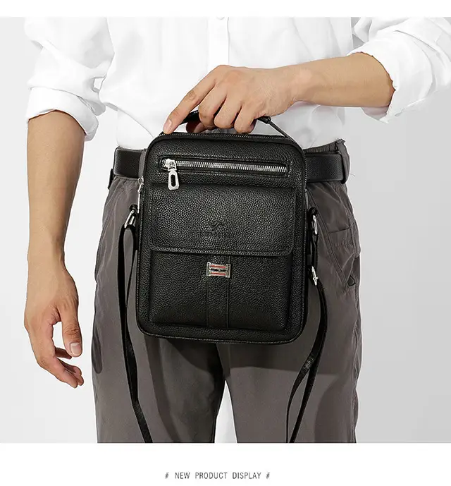 Men's Waterproof Crossbody Bag Pebbled Leather One-Piece — feature 18