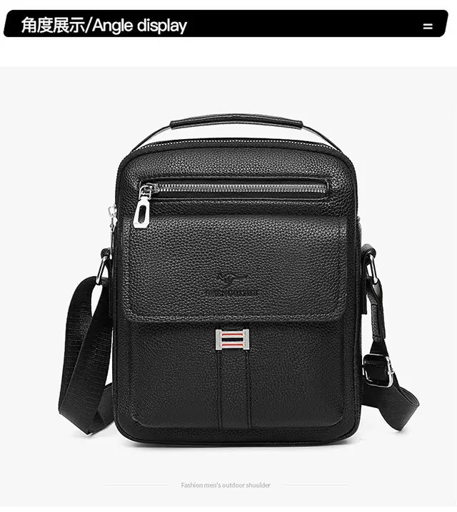 Men's Waterproof Crossbody Bag Pebbled Leather One-Piece — feature 20
