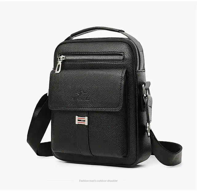 Men's Waterproof Crossbody Bag Pebbled Leather One-Piece — feature 21