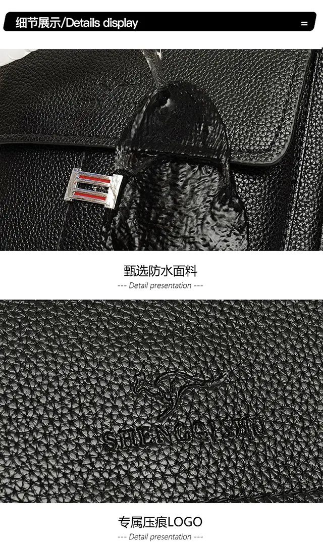 Men's Waterproof Crossbody Bag Pebbled Leather One-Piece — feature 25