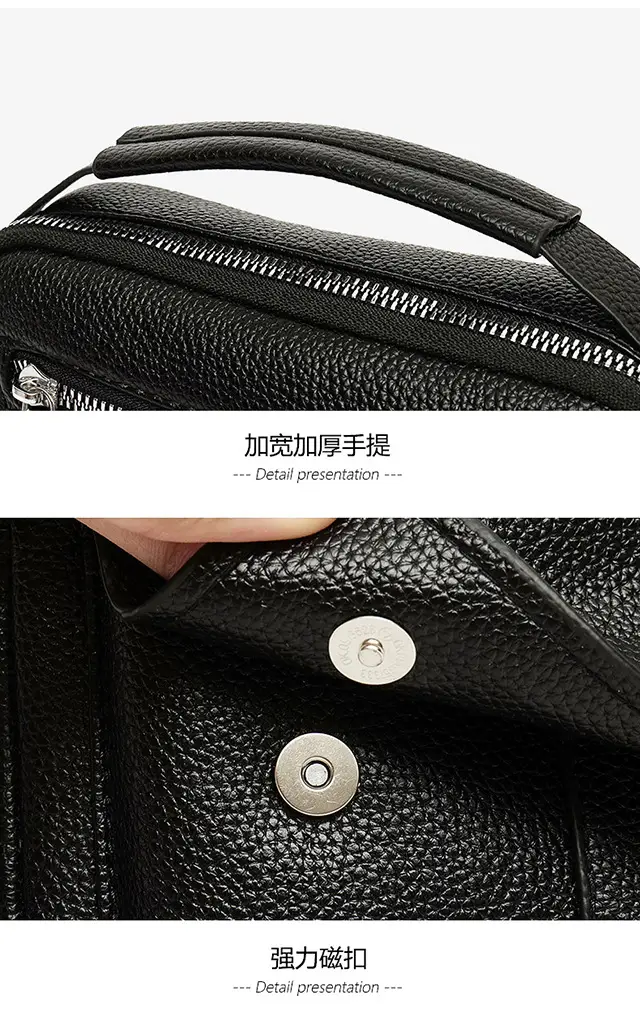 Men's Waterproof Crossbody Bag Pebbled Leather One-Piece — feature 26