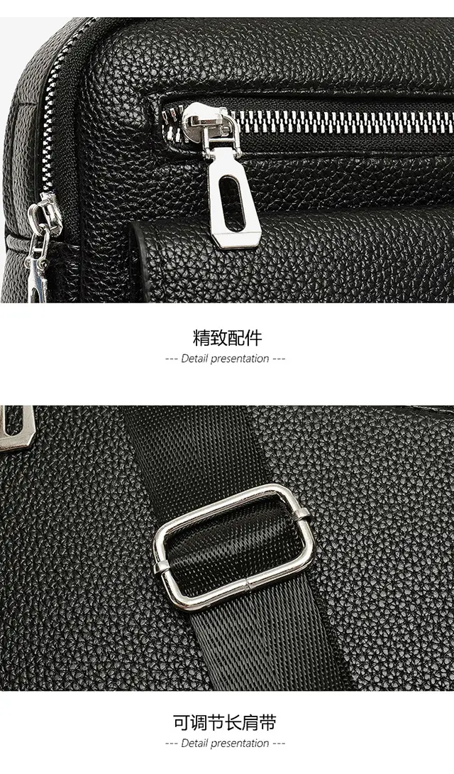 Men's Waterproof Crossbody Bag Pebbled Leather One-Piece — feature 27