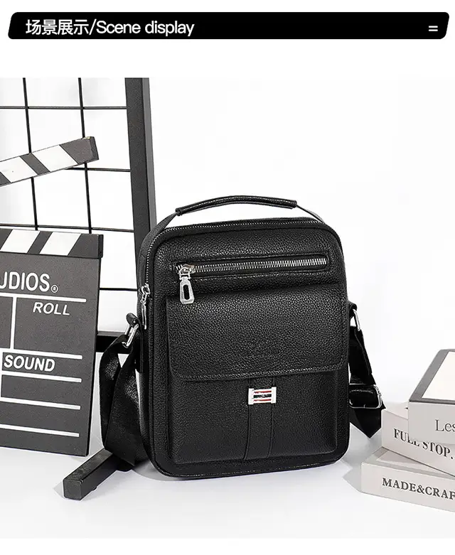 Men's Waterproof Crossbody Bag Pebbled Leather One-Piece — feature 9