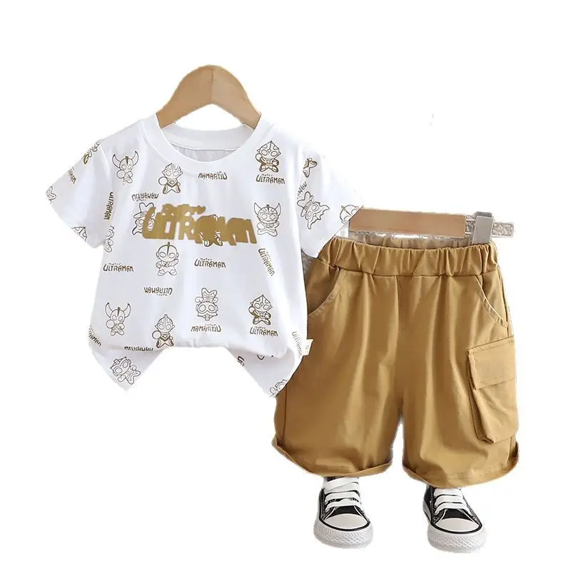 2025 Boys Cartoon Print Summer Suit Navy Shorts - Image 8