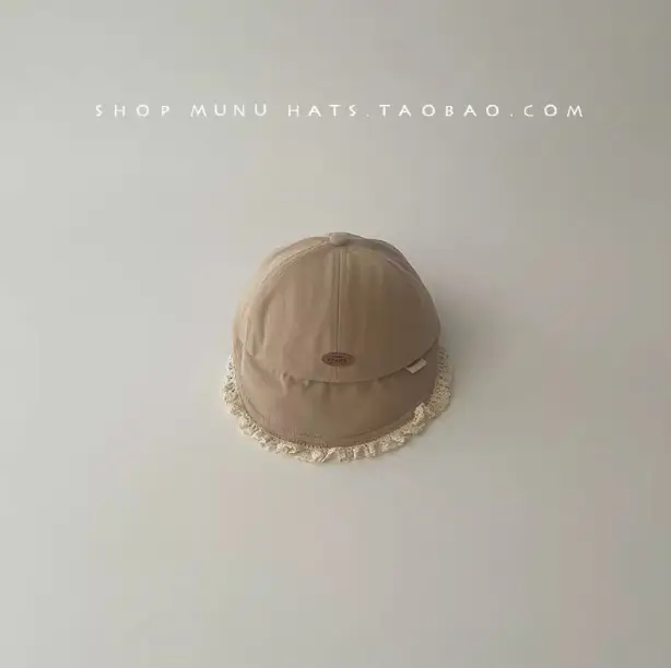 Baby Hat with Lace Big Bristle Cap Brown - Image 2