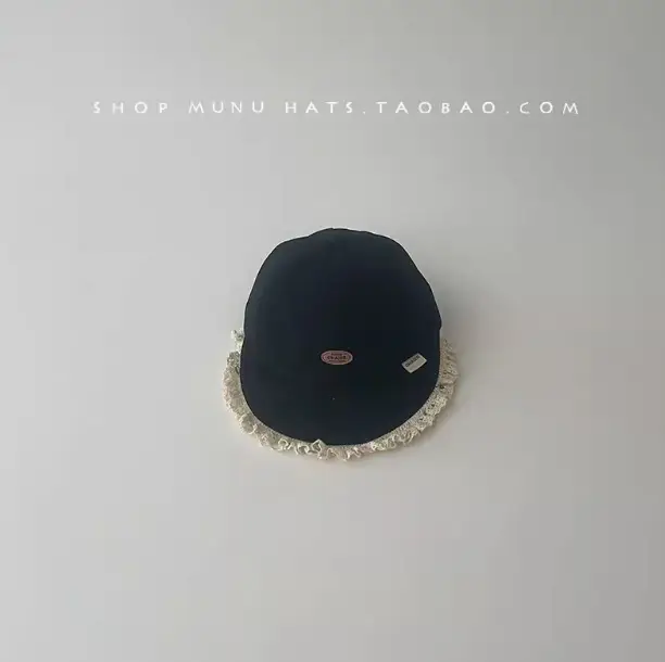 Baby Hat with Lace Big Bristle Cap Brown - Image 5