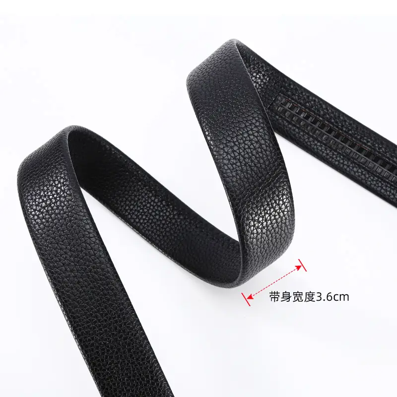 Men's Black Genuine Leather Belt with Gold Buckle