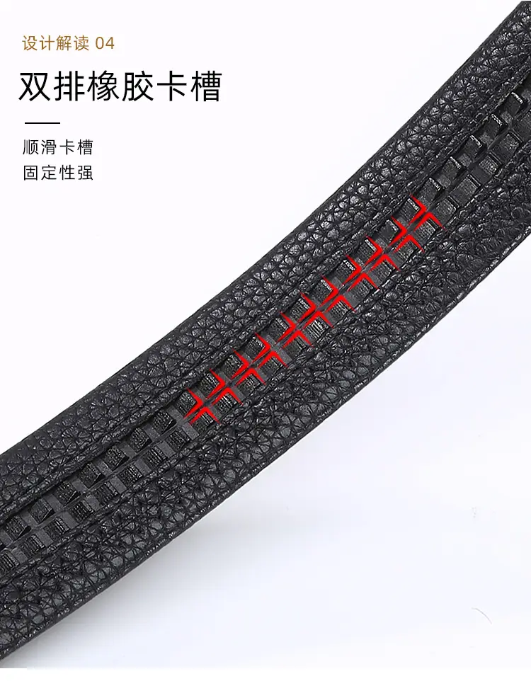 Men's Black Genuine Leather Belt with Gold Buckle — feature 6