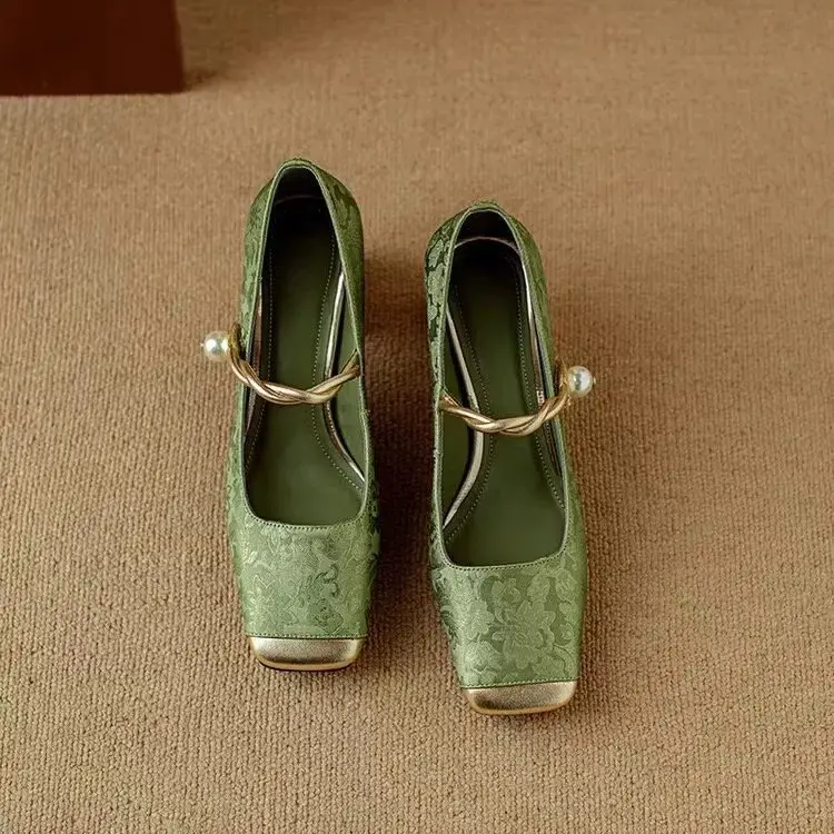 Elegant Mary Jane High Heels Women's 2025 Spring New Chinese Late Evening Style Fairy Dress Thick Heel Shoes — feature 13