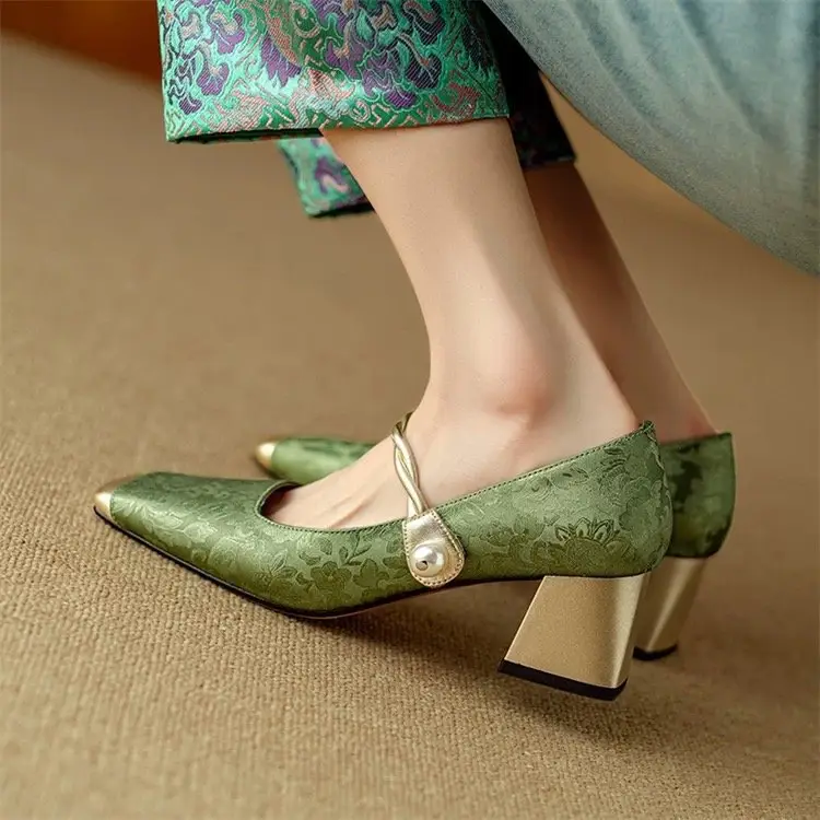 Elegant Mary Jane High Heels Women's 2025 Spring New Chinese Late Evening Style Fairy Dress Thick Heel Shoes — feature 14