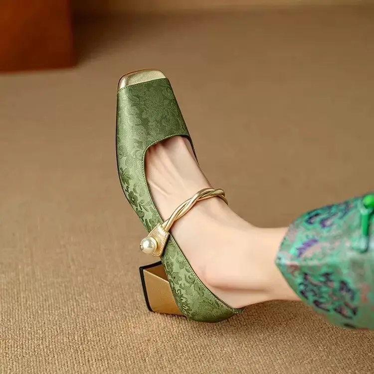 Elegant Mary Jane High Heels Women's 2025 Spring New Chinese Late Evening Style Fairy Dress Thick Heel Shoes — feature 15