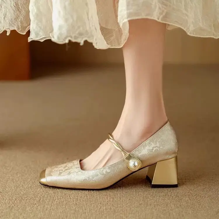Elegant Mary Jane High Heels Women's 2025 Spring New Chinese Late Evening Style Fairy Dress Thick Heel Shoes — feature 8