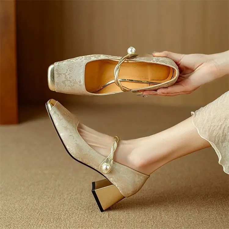 Elegant Mary Jane High Heels Women's 2025 Spring New Chinese Late Evening Style Fairy Dress Thick Heel Shoes — feature 9