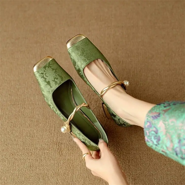 Elegant Mary Jane High Heels Women's 2025 Spring New Chinese Late Evening Style Fairy Dress Thick Heel Shoes - Image 2
