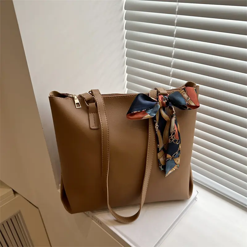 Beige Retro Shoulder Bag for Women Large Capacity