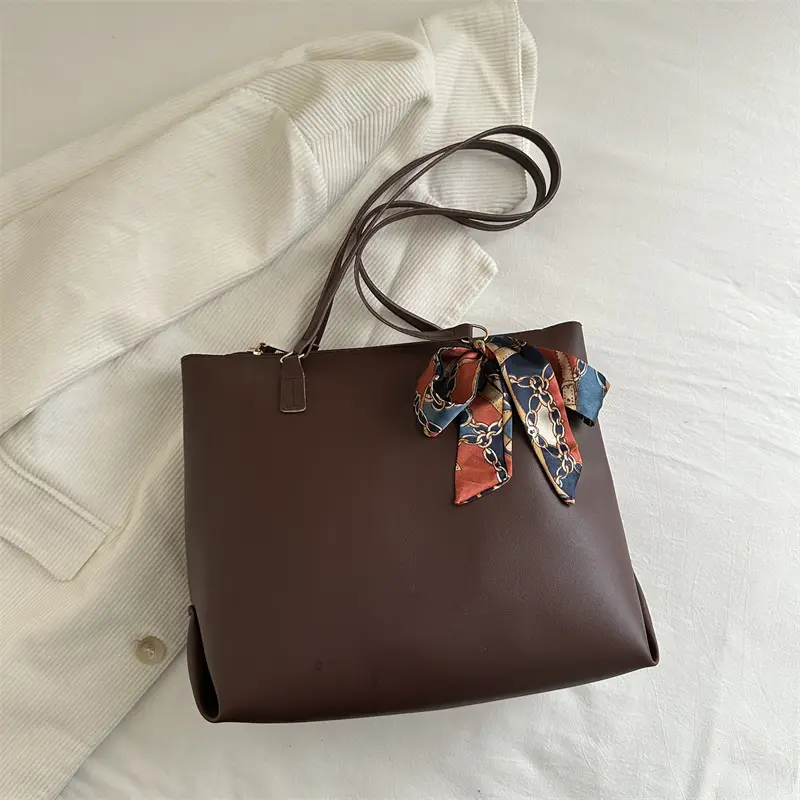 Beige Retro Shoulder Bag for Women Large Capacity