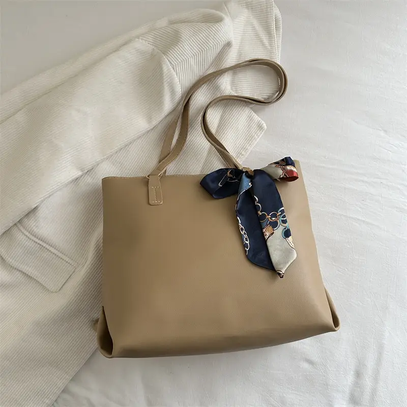 Beige Retro Shoulder Bag for Women Large Capacity