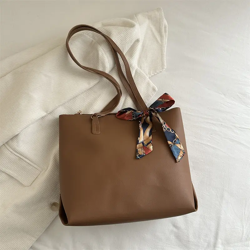 Beige Retro Shoulder Bag for Women Large Capacity