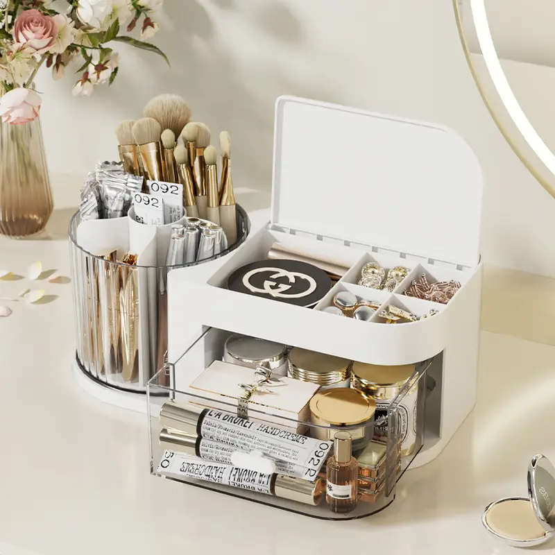 Wholesale Makeup Brush Storage with Rotatable Organizer - Image 7