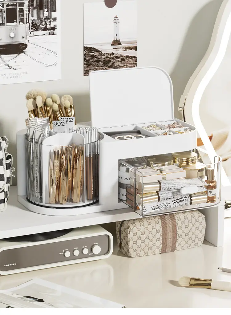 Wholesale Makeup Brush Storage with Rotatable Organizer — feature 12
