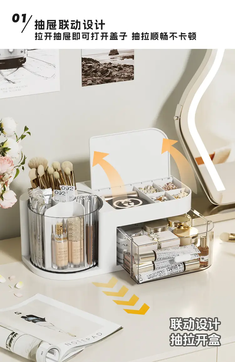 Wholesale Makeup Brush Storage with Rotatable Organizer — feature 3