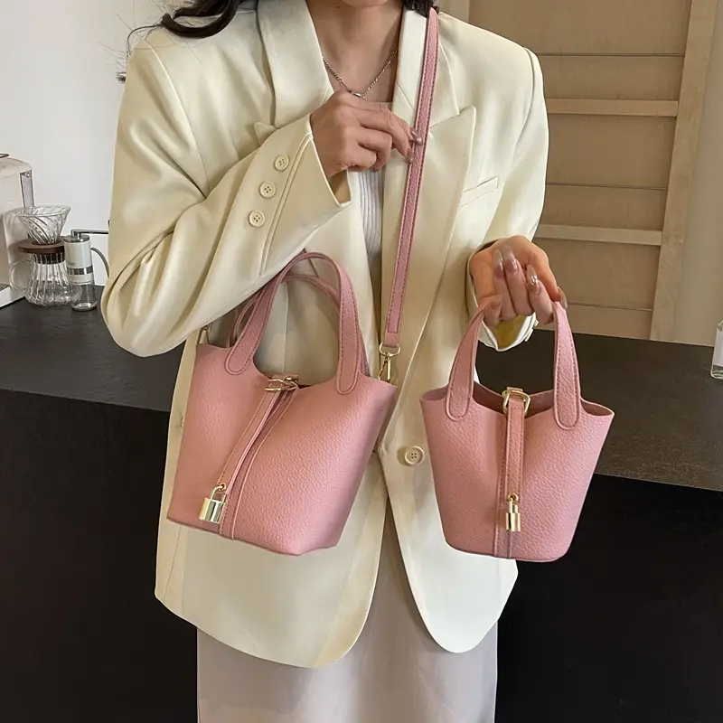 Women's Yellow Leather Shoulder Messenger Bag Set - Image 18