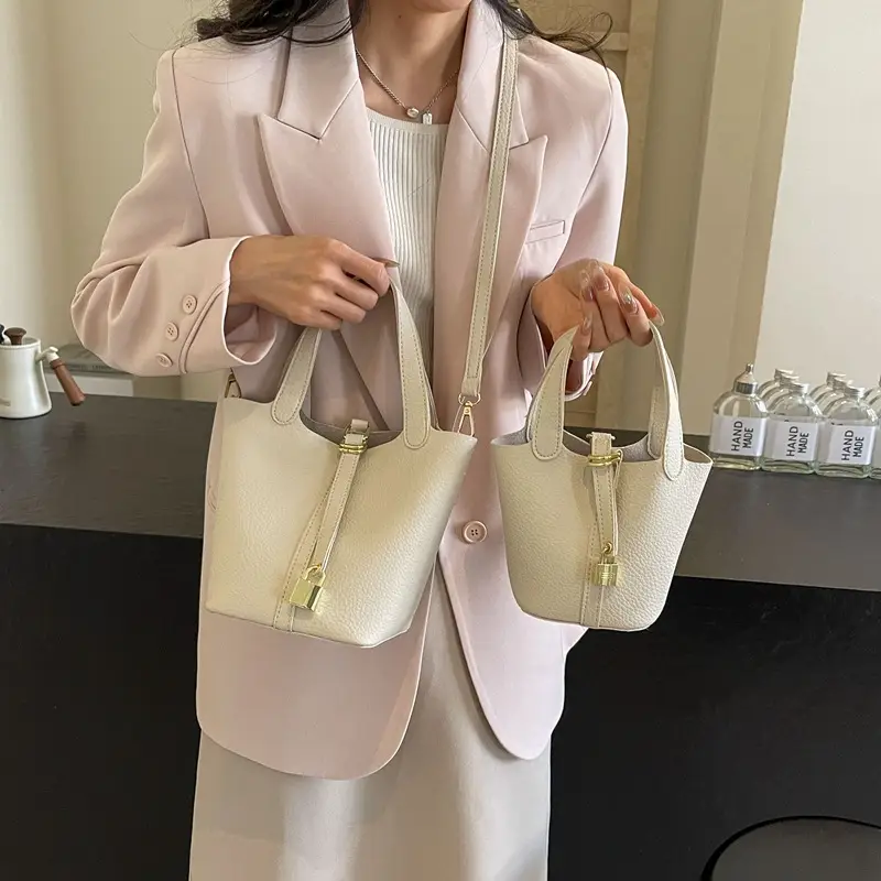 Women's Yellow Leather Shoulder Messenger Bag Set - Image 19