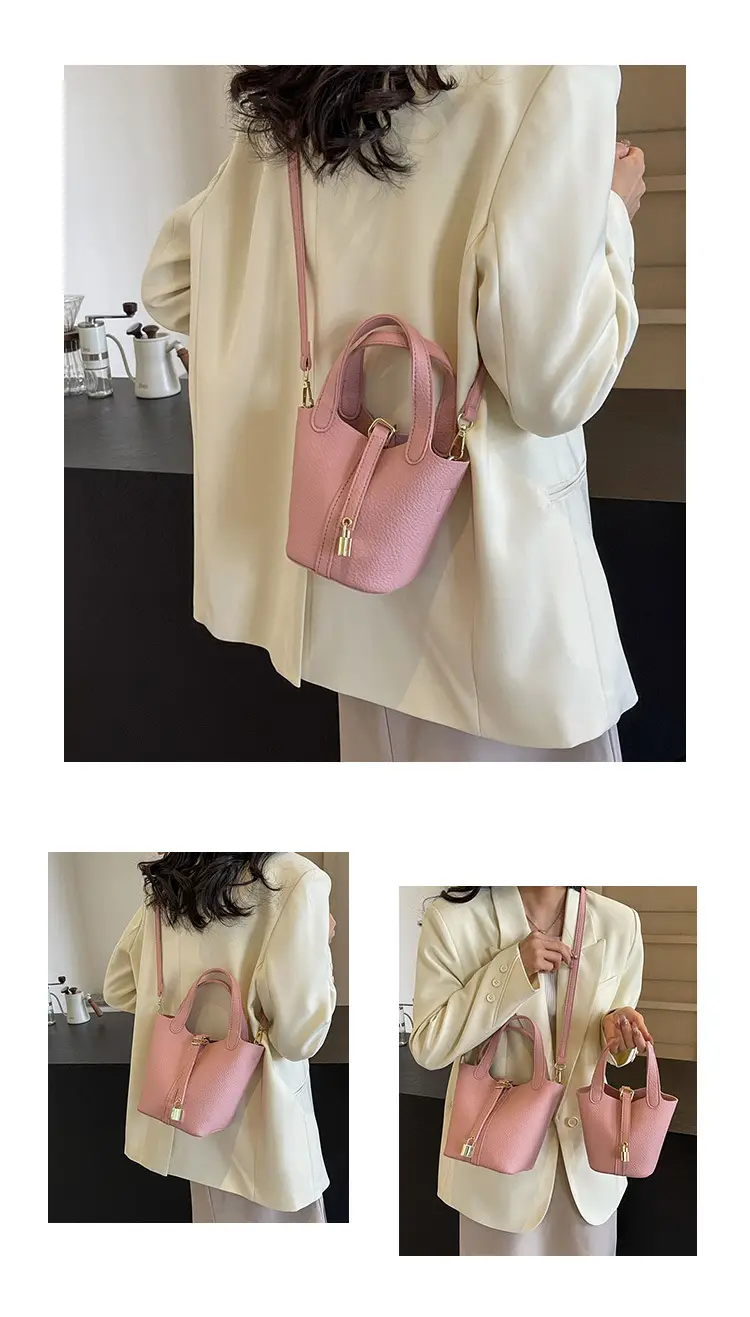 Women's Yellow Leather Shoulder Messenger Bag Set — feature 11