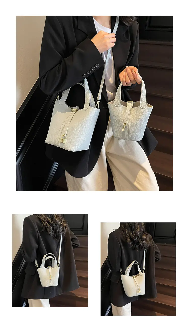 Women's Yellow Leather Shoulder Messenger Bag Set — feature 17