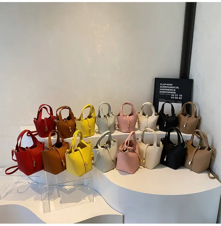 Women's Yellow Leather Shoulder Messenger Bag Set — feature 18