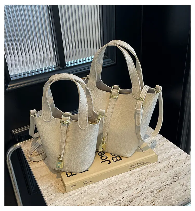 Women's Yellow Leather Shoulder Messenger Bag Set — feature 2
