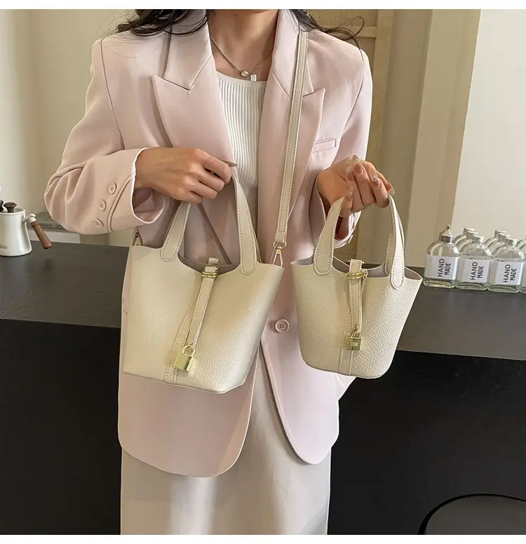 Women's Yellow Leather Shoulder Messenger Bag Set — feature 20