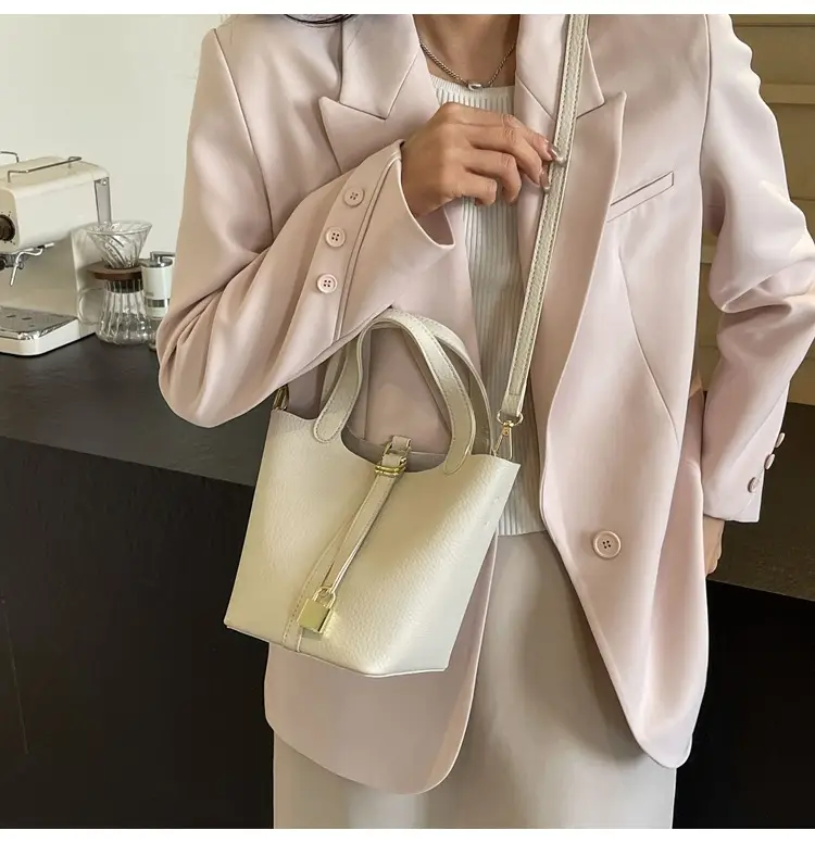 Women's Yellow Leather Shoulder Messenger Bag Set — feature 21