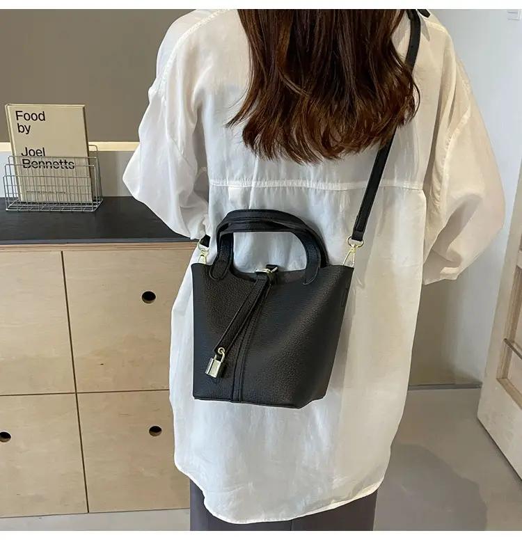 Women's Yellow Leather Shoulder Messenger Bag Set — feature 24