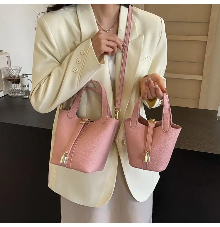 Women's Yellow Leather Shoulder Messenger Bag Set — feature 26