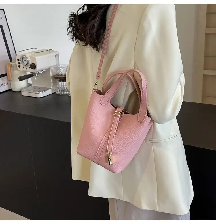Women's Yellow Leather Shoulder Messenger Bag Set — feature 27