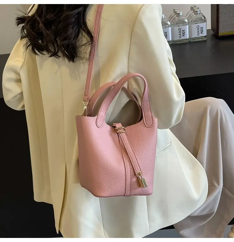Women's Yellow Leather Shoulder Messenger Bag Set — feature 28