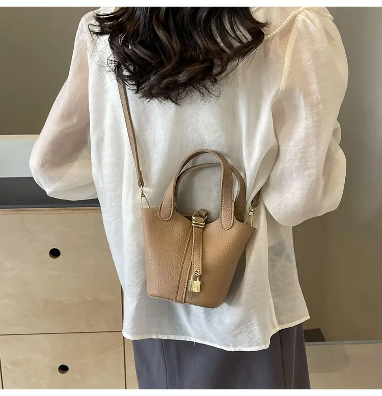 Women's Yellow Leather Shoulder Messenger Bag Set — feature 33