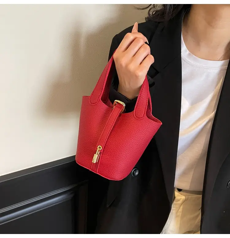 Women's Yellow Leather Shoulder Messenger Bag Set — feature 39
