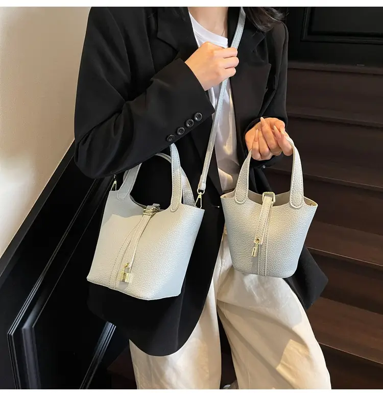 Women's Yellow Leather Shoulder Messenger Bag Set — feature 44