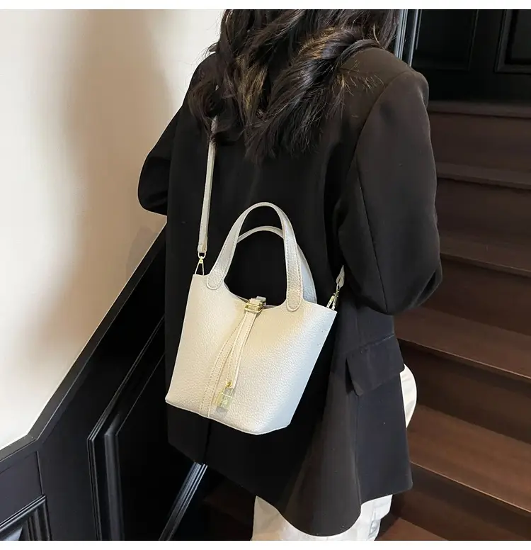 Women's Yellow Leather Shoulder Messenger Bag Set — feature 45