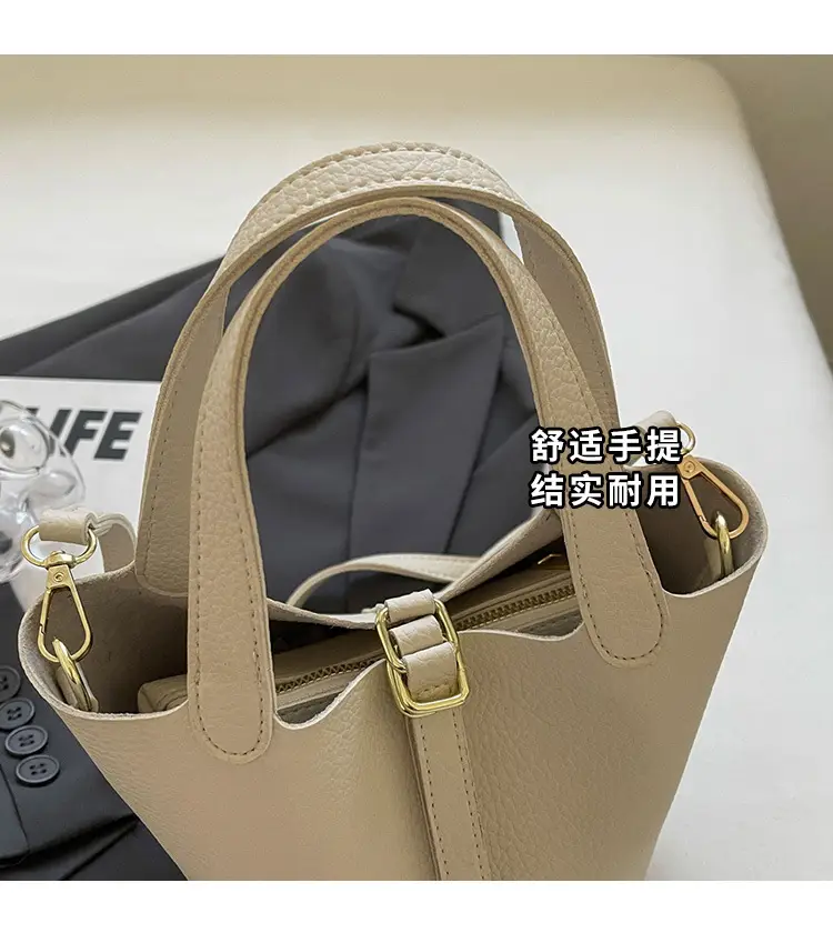 Women's Yellow Leather Shoulder Messenger Bag Set — feature 5