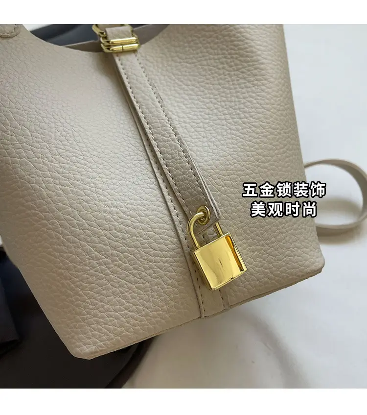 Women's Yellow Leather Shoulder Messenger Bag Set — feature 7