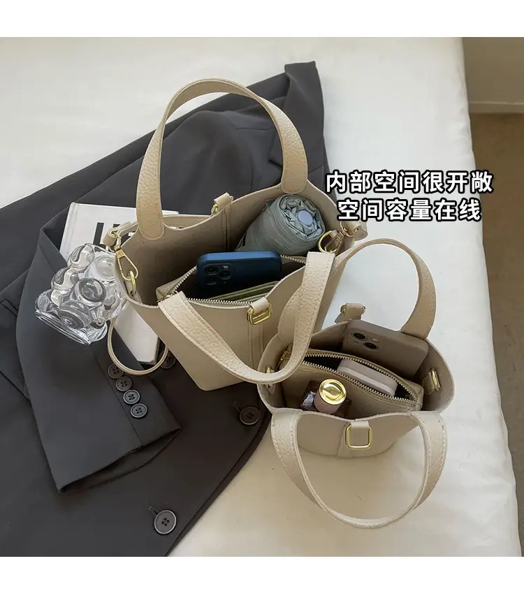Women's Yellow Leather Shoulder Messenger Bag Set — feature 8