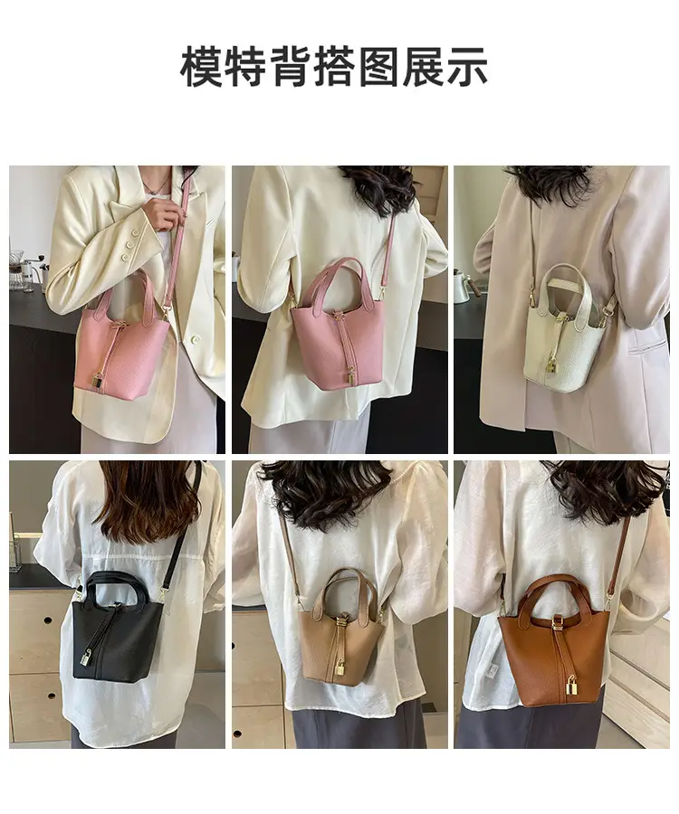 Women's Yellow Leather Shoulder Messenger Bag Set — feature 9