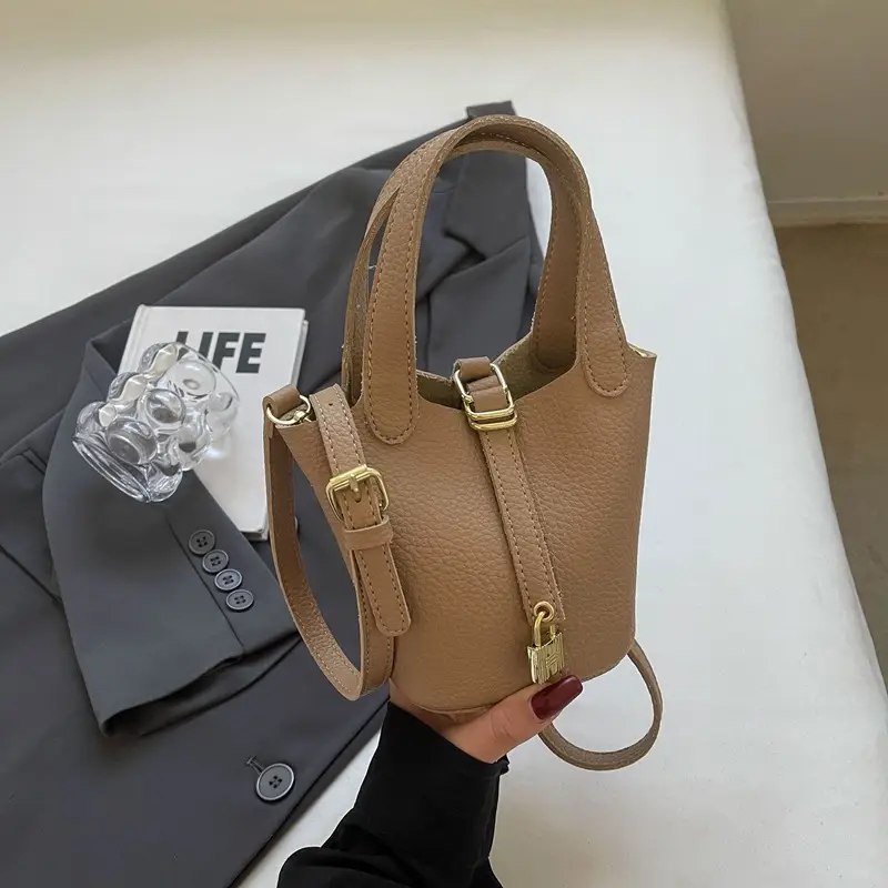 Women's Yellow Leather Shoulder Messenger Bag Set - Image 11